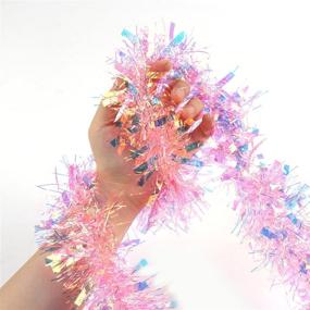 img 3 attached to 🎄 Sparkling Pink Christmas Tinsel Garland - 17 Ft | Ideal for Xmas Tree Party and Wedding Décor