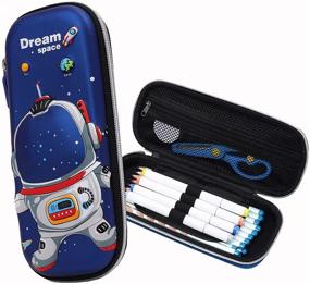 img 4 attached to 🚀 Durable Kids Pencil Case with Large Capacity, Personalized Pen Pouch for School, Secure Zipper Closure - Spaceman Design