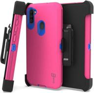 📱 highly durable coveron rugged holster for samsung galaxy a11 - hot pink: military grade belt clip phone cover logo