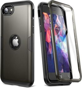 img 4 attached to 📱 YOUMAKER [ 2021 Upgraded ] iPhone SE 2020 Case: Full Body Rugged Protection with Built-in Screen Protector - Slim Fit Shockproof Cover for iPhone SE 2nd Generation 4.7 Inch-Gunmetal