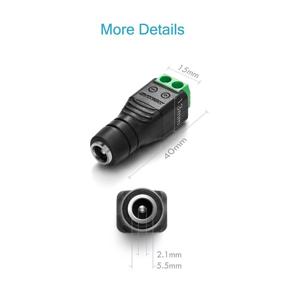 img 2 attached to Chanzon 10-Pack 12V DC Female Power Connector 5.5mm x 2.1mm 24V Power Jack Socket Set for LED Strip, CCTV, Security Camera - Cable Wire Ends, Plug Barrel Adapter