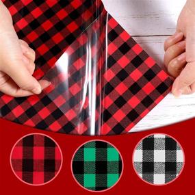 img 1 attached to 🎄 Christmas Buffalo Plaid HTV Vinyl Sheets - 9pcs Red Black, Green Black, White Black Check Adhesive Iron On Patches for T-Shirts, Hats, Bags, Pillows - 12 x 10 Inch