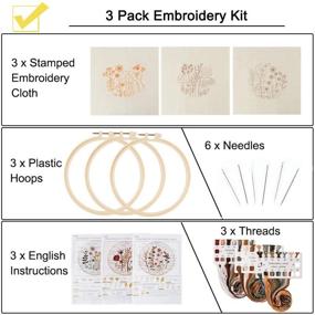 img 3 attached to 🌸 Uphome 3 Pack Embroidery Starter Kit for Beginners | Stamped Cross Stitch Kits with Adorable Floral and Botanical Patterns | Includes Embroidery Hoops and Color Threads | Ideal for Adults and Kids
