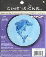 🐬 learn-a-craft dolphin delight stamped cross stitch kit - 3" round dimensions logo