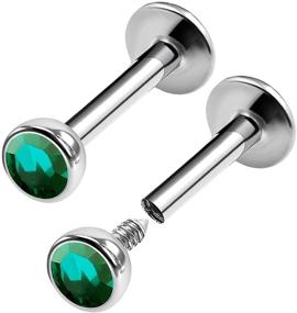 img 4 attached to 💎 BanaVega Steel Internally Threaded Labret: Stylish 16g 1/4 6mm Spider Bite Earrings with Crystal Ball - Choose Colors!