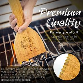 img 3 attached to Set of 3 Sustainable Bamboo Grill Scrapers: BBQ Wooden Scraper, Mini Pot, Pan & Bowl Scrapers - Ideal for Griddles and Grills, Top and Between Grill Grates Cleaning, Wire Bristle Brush Replacement