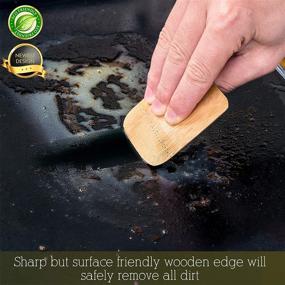 img 2 attached to Set of 3 Sustainable Bamboo Grill Scrapers: BBQ Wooden Scraper, Mini Pot, Pan & Bowl Scrapers - Ideal for Griddles and Grills, Top and Between Grill Grates Cleaning, Wire Bristle Brush Replacement