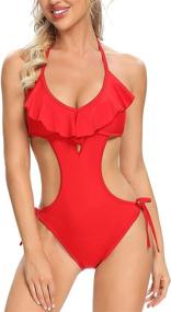 img 4 attached to 👙 Lomitti Swimsuit: Trendy Strappy Monokini Bathing Suit for Women's Clothing