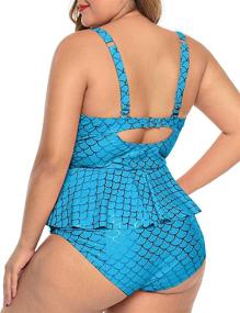 img 1 attached to CILKOO Womens Plus Size Swimwear Peplum Tankini Top Piece Bathing Suits Swimsuit Swimdress High Waisted