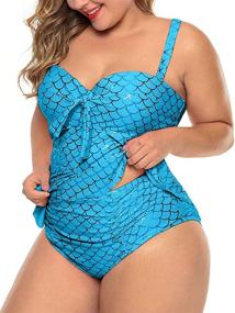 img 2 attached to CILKOO Womens Plus Size Swimwear Peplum Tankini Top Piece Bathing Suits Swimsuit Swimdress High Waisted