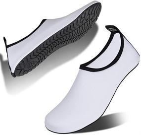 img 2 attached to 👣 Premium Water Shoes for Men & Women: Barefoot Aqua Socks for Surfing, Beach, Yoga (Milk-White, Size S)