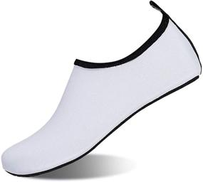 img 4 attached to 👣 Premium Water Shoes for Men & Women: Barefoot Aqua Socks for Surfing, Beach, Yoga (Milk-White, Size S)