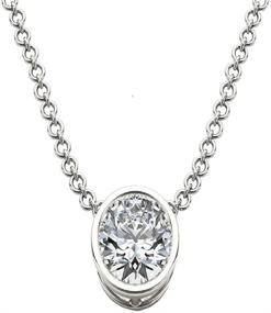 img 1 attached to 💎 Radiant Brilliance: DTJEWELS Solitaire Classy 14K White Gold Plated Pendant with 1.00 CT Round Bezel Set D/VVS1 Diamond on an 18-inch Chain Necklace