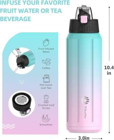 img 1 attached to 🎁 FJbottle 22 oz Stainless Steel Water Bottle with Removable Strainer, Push-Button Flip Lid, Portable Vacuum Insulated - Hot/Cold Keepsake, Ideal Gift - Tiffany Pink+