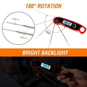 img 1 attached to 🔥 Olaosiry Digital Meat Thermometer - Instant Read, Dual Probe for Food Cooking, Grilling, and BBQ - Oven Safe with Alarm (Red)