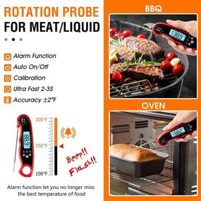 img 2 attached to 🔥 Olaosiry Digital Meat Thermometer - Instant Read, Dual Probe for Food Cooking, Grilling, and BBQ - Oven Safe with Alarm (Red)