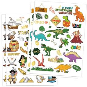 img 3 attached to 🦖 Konsait Dinosaur Pirate Temporary Tattoo for Kids - Exciting Party Favors with 132 Designs!