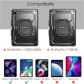 img 3 attached to 📱 Fintie Tuatara Magic Ring iPad Pro Case - 360 Degree Rotating Stand & Shockproof Cover with Screen Protector, Pencil Holder - Black (11-inch, 3rd Gen 2021 / 11-inch, 2020 & 2018)