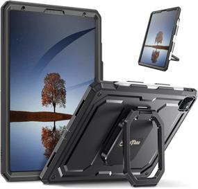 img 4 attached to 📱 Fintie Tuatara Magic Ring iPad Pro Case - 360 Degree Rotating Stand & Shockproof Cover with Screen Protector, Pencil Holder - Black (11-inch, 3rd Gen 2021 / 11-inch, 2020 & 2018)