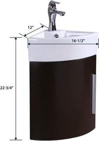 img 2 attached to Renovators Supply Corner Wall Mount Vanity Sink: Compact White Sink with Dark Oak Vanity, Scratch and Stain Resistant Finish, Grade A Vitreous China Built - Includes Faucet and Drain