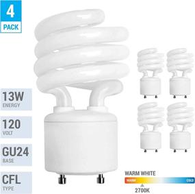 img 3 attached to 💡 (4 Pack) 13 Watt Mini Spiral GU24 Base CFL Light Bulb - Energy Efficient - Warm White (2700K) - 60W Equivalent - T2 Mini-Twist