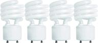 💡 (4 pack) 13 watt mini spiral gu24 base cfl light bulb - energy efficient - warm white (2700k) - 60w equivalent - t2 mini-twist логотип