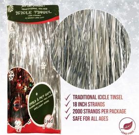 img 3 attached to 🎄 2000 Premium Silver Icicle Tinsel Strands for Christmas Tree - Classic Old-Fashioned Garland for Xmas Trees - Shiny Mylar - 18 in. Each Strand - Lead-Free & Kid Pet Safe - Hang with Ornaments & Decor