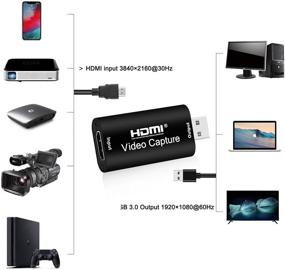 img 3 attached to 🎥 Высокое разрешение 1080p 30fps HDMI в USB 2.0 захват видеокарты - Запись непосредственно на компьютер для игры, стриминга, обучения - Захват видео и аудио через HDMI (черный)