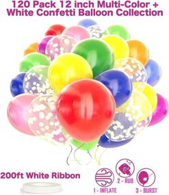 img 3 attached to 🎈 Dandy Decor Rainbow Balloon 120 Pack - Vibrant 12 inch Confetti Balloons with Ribbon, Perfect for Birthday Celebrations