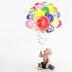 img 2 attached to 🎈 Dandy Decor Rainbow Balloon 120 Pack - Vibrant 12 inch Confetti Balloons with Ribbon, Perfect for Birthday Celebrations