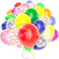 🎈 dandy decor rainbow balloon 120 pack - vibrant 12 inch confetti balloons with ribbon, perfect for birthday celebrations логотип