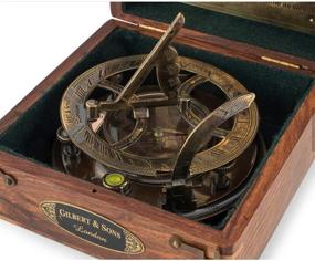 img 2 attached to Premium Marine Art Replicas 5 Inch Large Sundial Compass with Exquisite Wooden Box - Precisely Calibrated for Ultimate Navigation