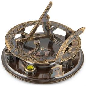 img 1 attached to Premium Marine Art Replicas 5 Inch Large Sundial Compass with Exquisite Wooden Box - Precisely Calibrated for Ultimate Navigation