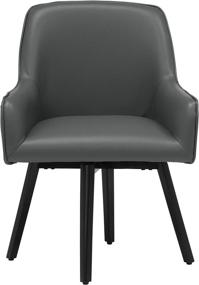 img 2 attached to 🪑 Spire Luxe Swivel Accent Chair: Elegant Black/Smoke Grey Leather for Guest, Dining, and Office Spaces!