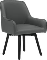 🪑 spire luxe swivel accent chair: elegant black/smoke grey leather for guest, dining, and office spaces! logo