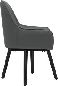 img 1 attached to 🪑 Spire Luxe Swivel Accent Chair: Elegant Black/Smoke Grey Leather for Guest, Dining, and Office Spaces!