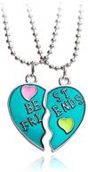 💚 mjartoria bff necklaces: split heart green pendant for best friends forever - ideal gift for girls and sisters logo