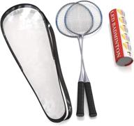 premium quality badminton rackets (set of 2) - lightweight, sturdy, training rackets with 5 led shuttlecocks and carrying bag included logo