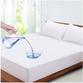 img 4 attached to LUTE 100% Waterproof Queen Size Mattress Protector - Ultra Soft Bamboo Cooling Cover, Vinyl-Free Terry Cloth Topper, Deep Pocket Skirt - Fits Mattresses 6-18 inches