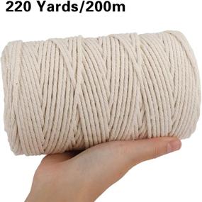 img 1 attached to Outuxed Macrame Kits for Beginners - Macrame Cord 3mm x 220 Yards, 8pcs 30mm Beads, and 2pcs 65mm Wood Rings for Wall Hanging Crafts and Plant Hangers