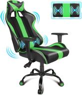 🎮 massage racing pc gaming chair - comfortable ergonomic video game chair with lumbar support, headrest, and armrest - executive pu leather gaming desk chair for silent rolling logo