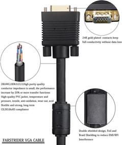 img 1 attached to 🔌 Кабель монитора Farstrider с золотым покрытием VGA/SVGA длиной 6 футов (1,8 м) с мужскими разъемами 15 штырьков premium качества с DDC, коннектором из 24-каратного золота и ферритовыми сердечниками - надежный и долговечный для улучшенной передачи видео