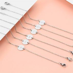 img 3 attached to 🌟 Glimmerst Stainless Steel Initial Bracelet - Delicate Coin Letter Bracelet - Dainty Small Disc Name Bracelet - Personalized Monogram Charm Bracelet for Women Girls