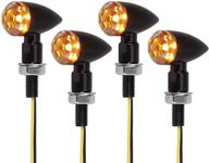 🏍️ justech 4pcs motorcycle led turn signal indicators: mini bullet shape amber lights for m8 motorbikes - universal aluminium blinker lights logo