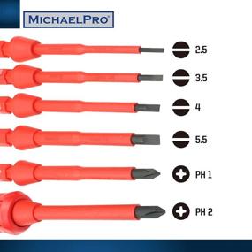 img 1 attached to 🔧 Набор отсоединяемых изоляционных отверток MichaelPro MP002021 8 шт.: Изолированный точечный набор для электрики, шлицевых и крестообразных отверток.