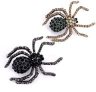 laxpicol 2pcs spider brooch pin: stylish halloween black & green rhinestone crystal design logo