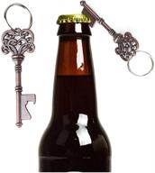 🍻 2-piece vintage key shaped beer bottle opener - retro keychain key ring in metal bronze/silver - ideal tool for kitchen, party, or bar логотип