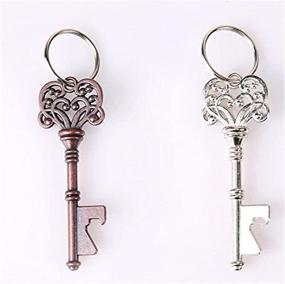 img 2 attached to 🍻 2-Piece Vintage Key Shaped Beer Bottle Opener - Retro Keychain Key Ring in Metal Bronze/Silver - Ideal Tool for Kitchen, Party, or Bar