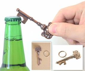 img 3 attached to 🍻 2-Piece Vintage Key Shaped Beer Bottle Opener - Retro Keychain Key Ring in Metal Bronze/Silver - Ideal Tool for Kitchen, Party, or Bar