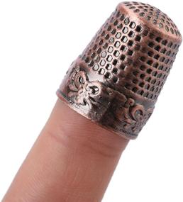 img 2 attached to 🧵 Metal Sewing Thimble Red Bronze, Leather Ring Thimble (1 Pack) - Ultimate Finger Protector for Handmade Sewing